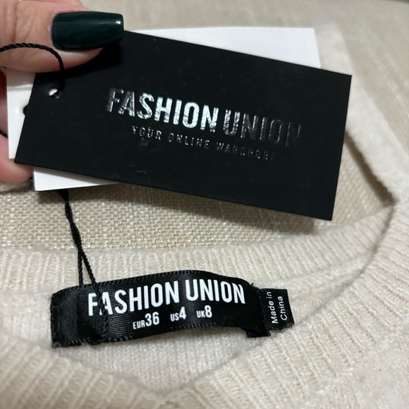 NWT Fashion Union ASOS Oatmeal Sweater Crop Top - Picture 4 of 4